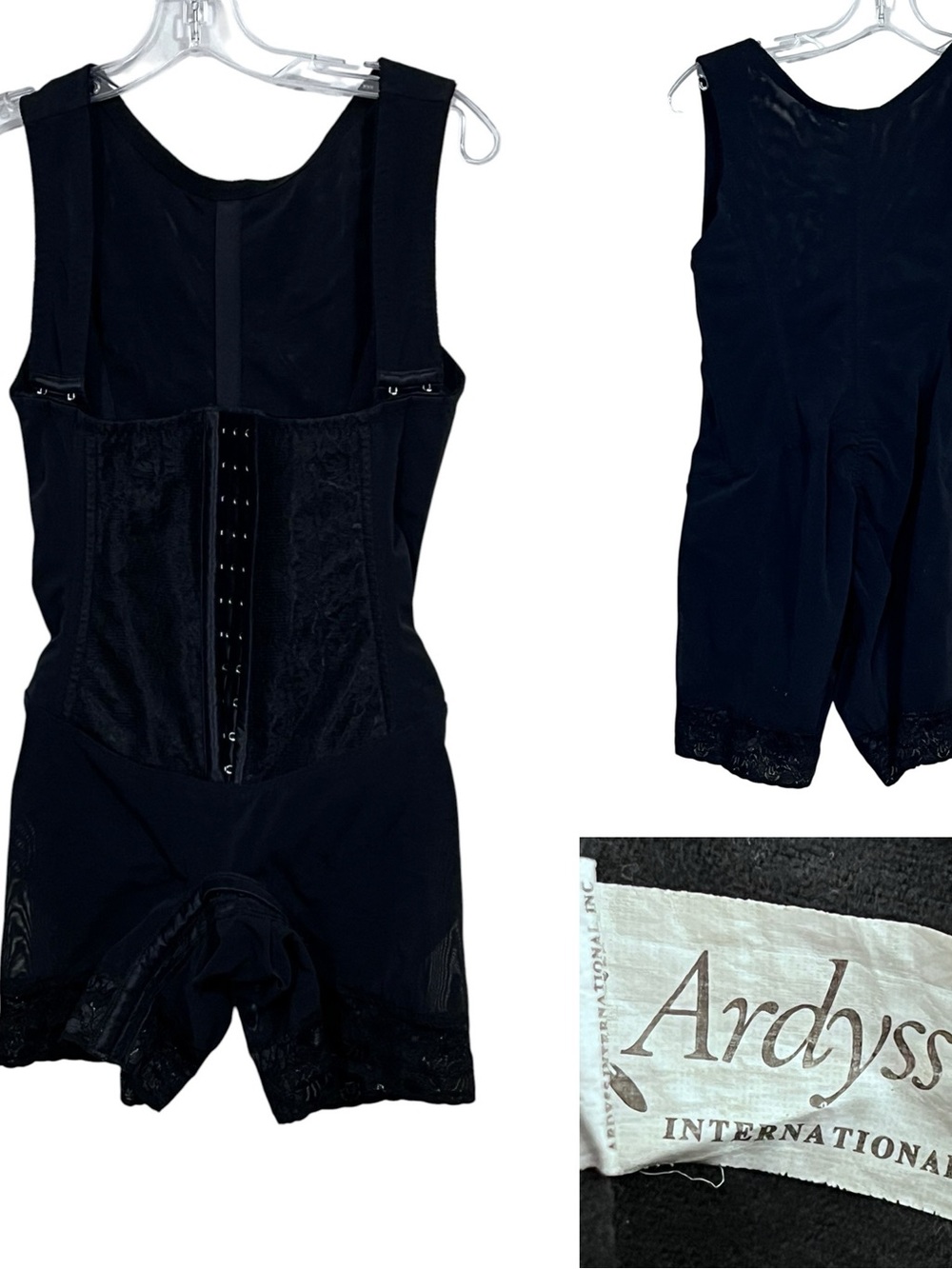 Ardyss Black Shapewear Bodysuit with Hook Closure Sz 36